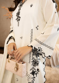Cream White Embroidered Lawn