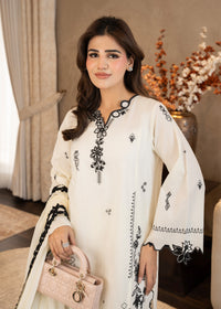 Cream White Embroidered Lawn
