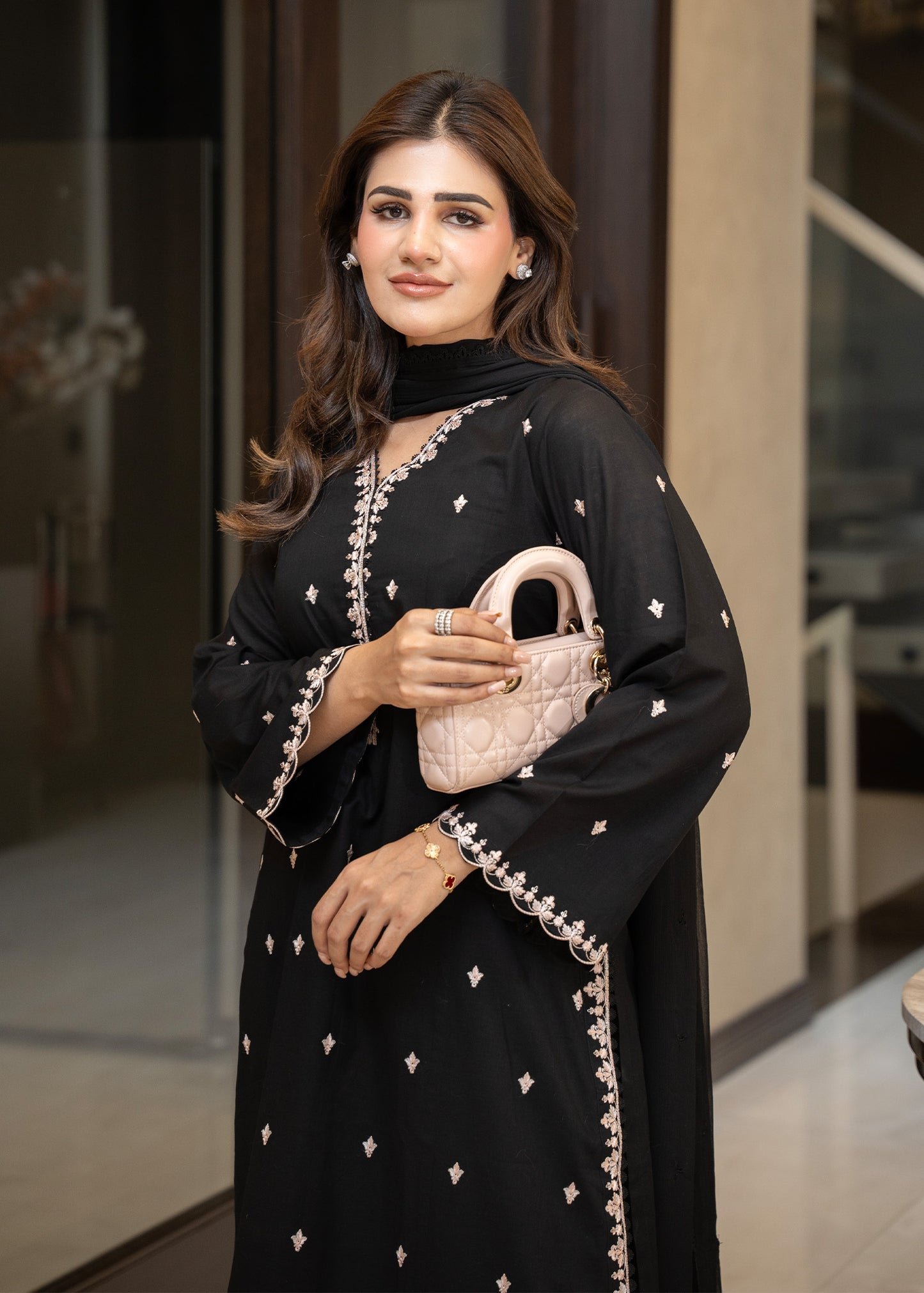Raven Black Embroidered Lawn