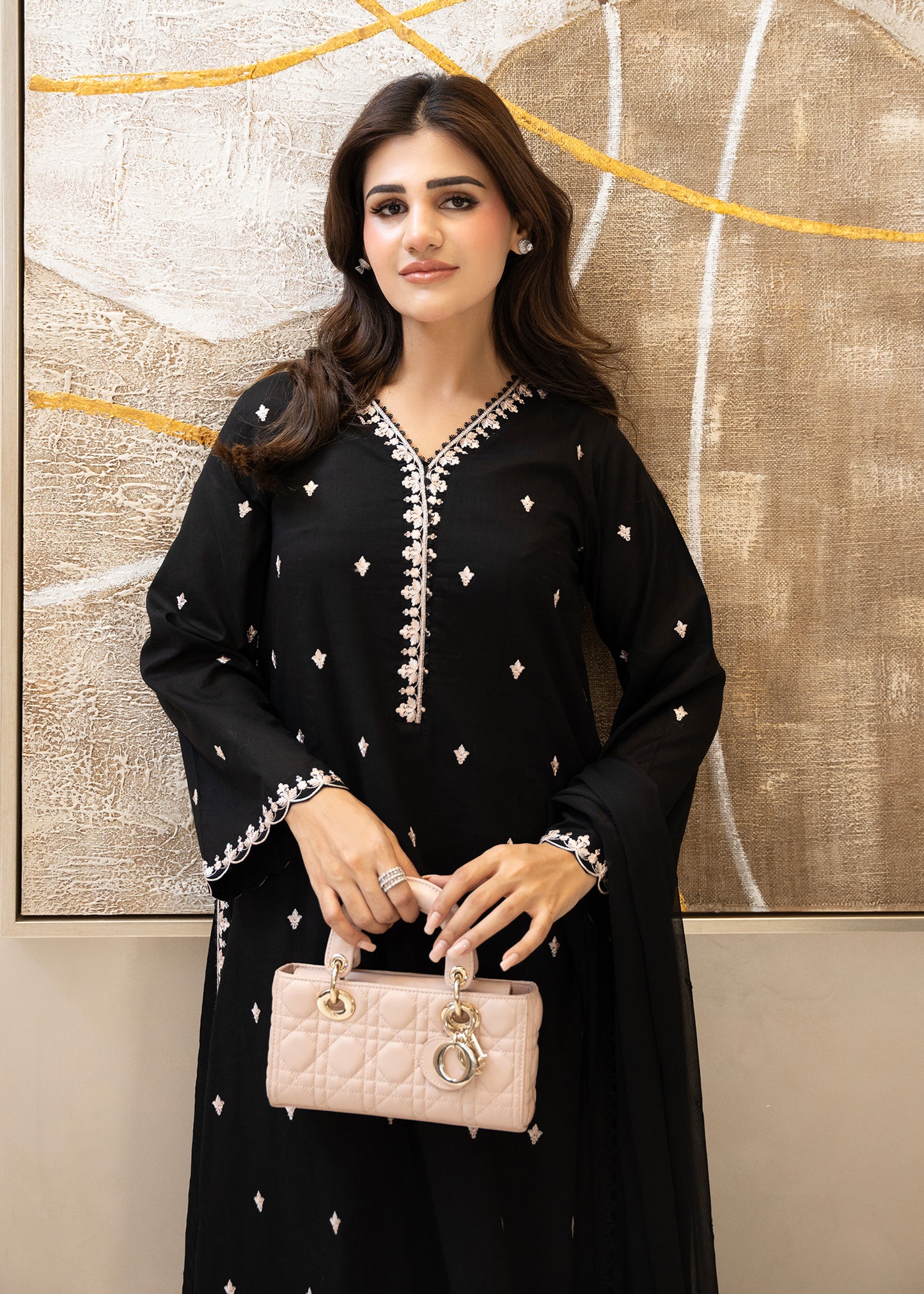 Raven Black Embroidered Lawn