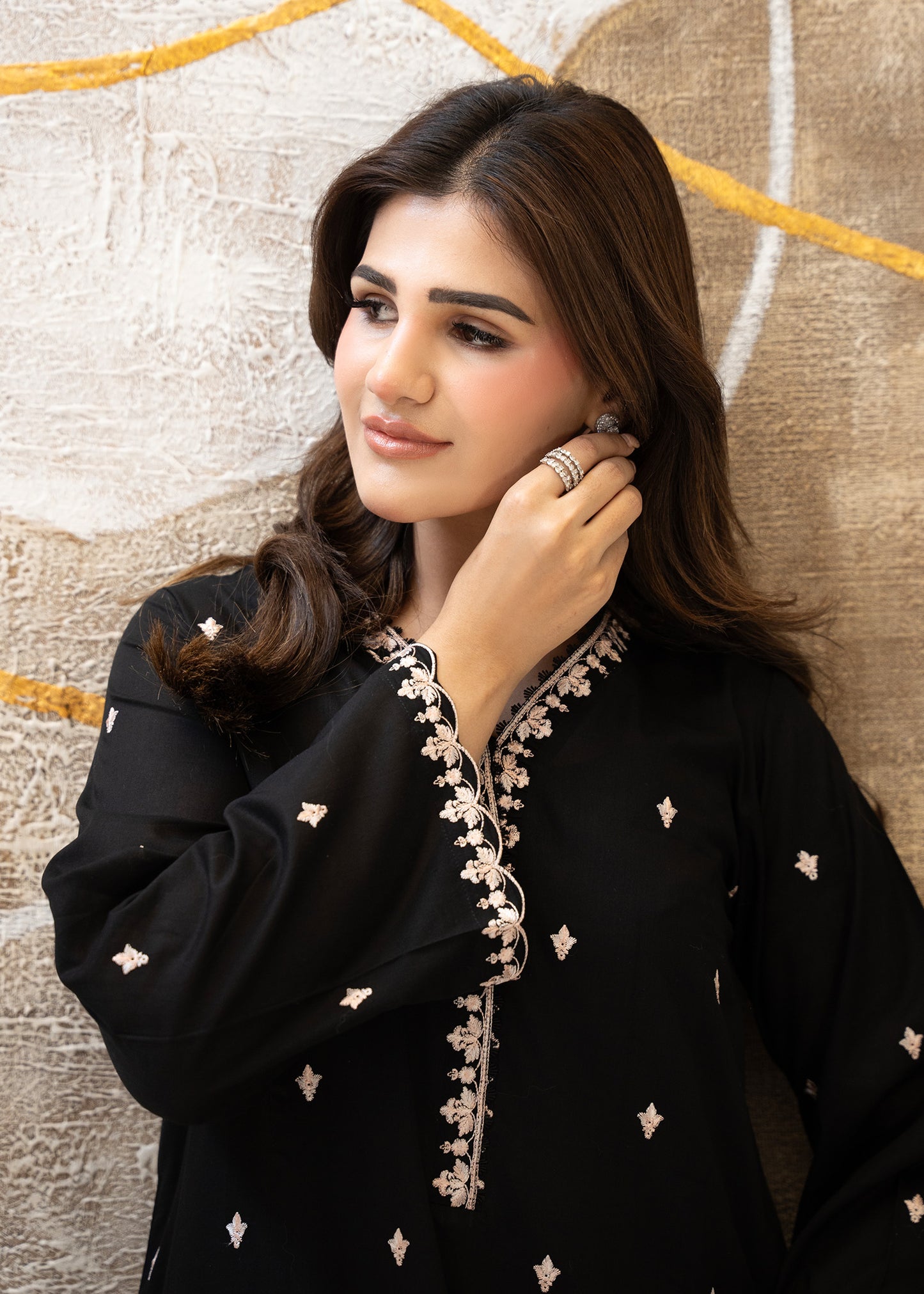 Raven Black Embroidered Lawn