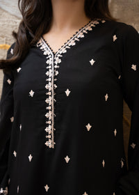 Raven Black Embroidered Lawn