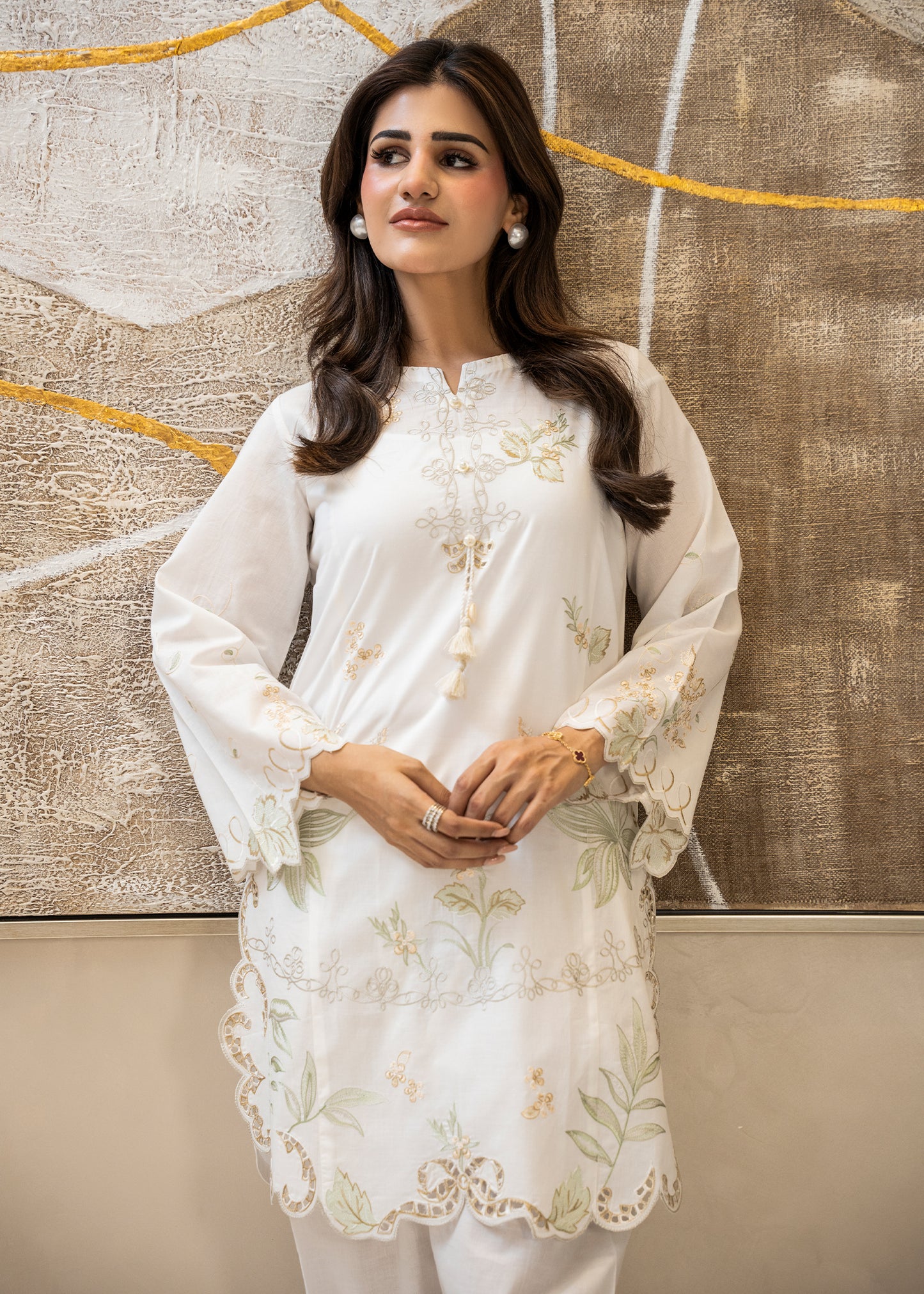 Cloud White Embroidered Lawn