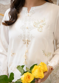Cloud White Embroidered Lawn
