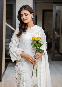 Cloud White Embroidered Lawn