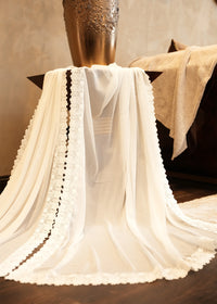 Off-white Embroidered Chiffon Dupatta