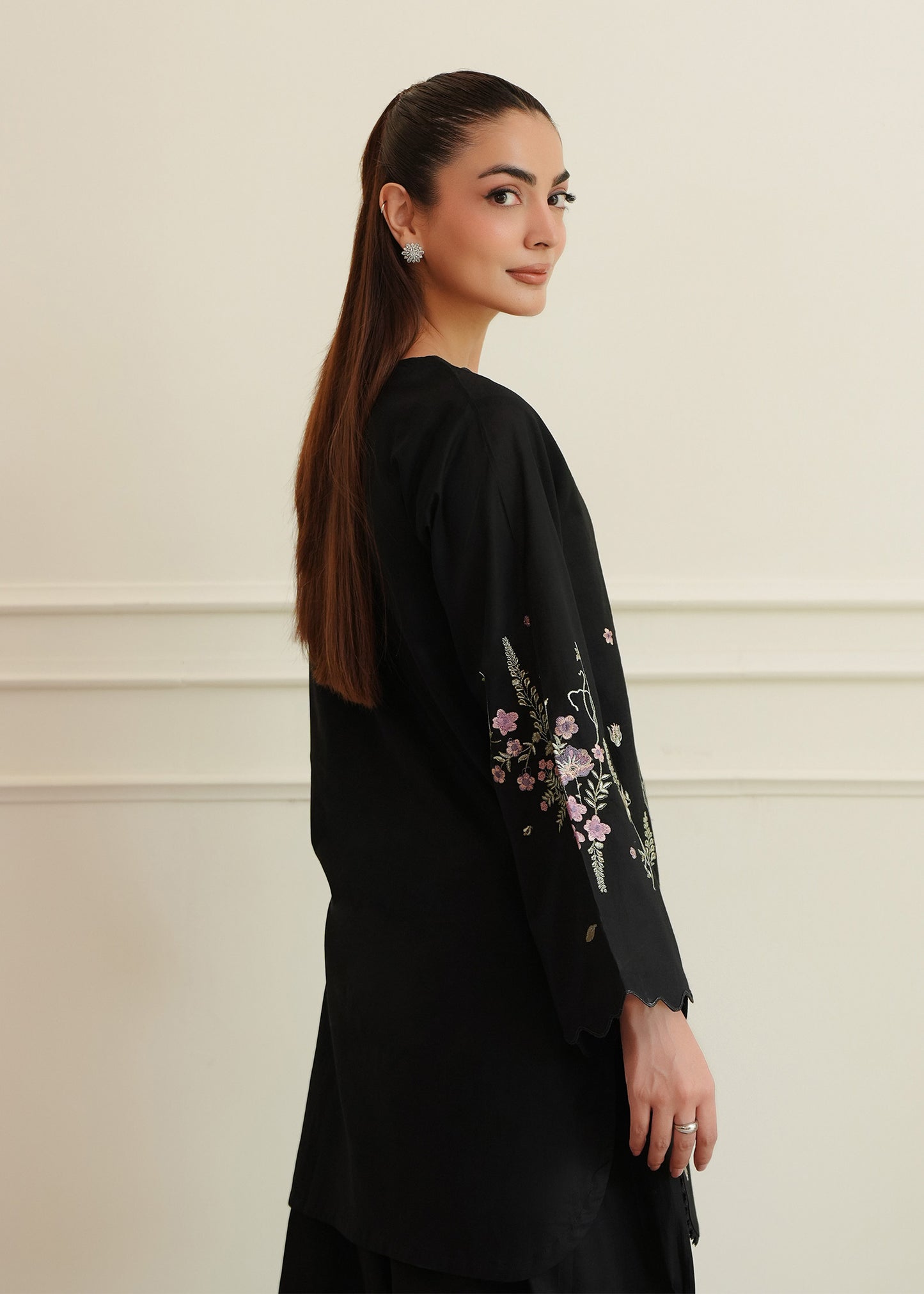 Midnight Black Embroidered Lawn