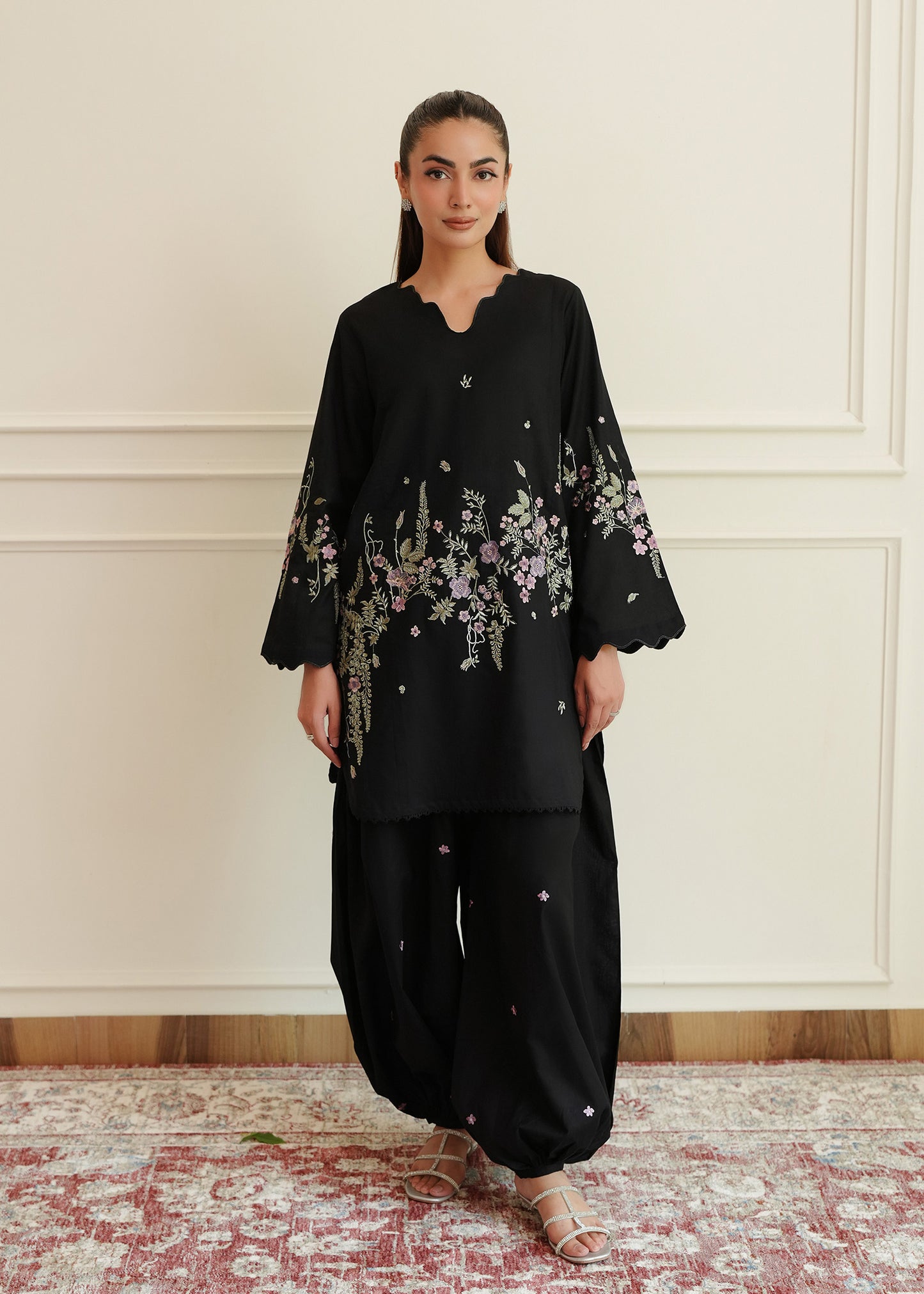Midnight Black Embroidered Lawn