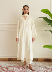 Eggshell White Embroidered Lawn
