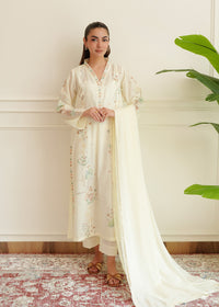 Off White Embroidered Medium Silk Dupatta
