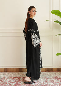 Black Embroidered Chiffon Dupatta