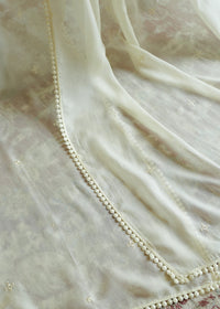 Off White Embroidered Medium Silk Dupatta