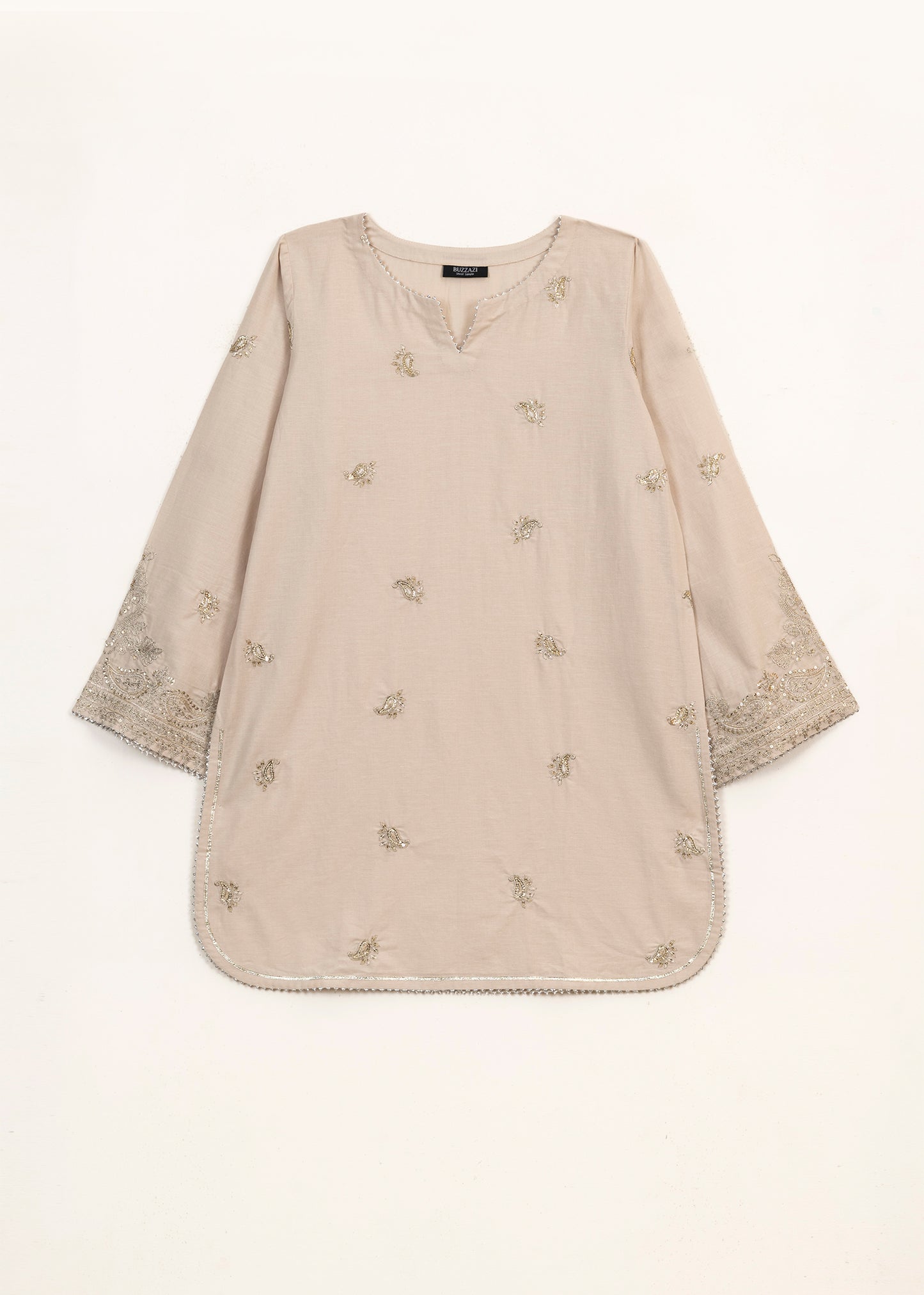 Beige Embroidered Sharara Suit (2 pc)