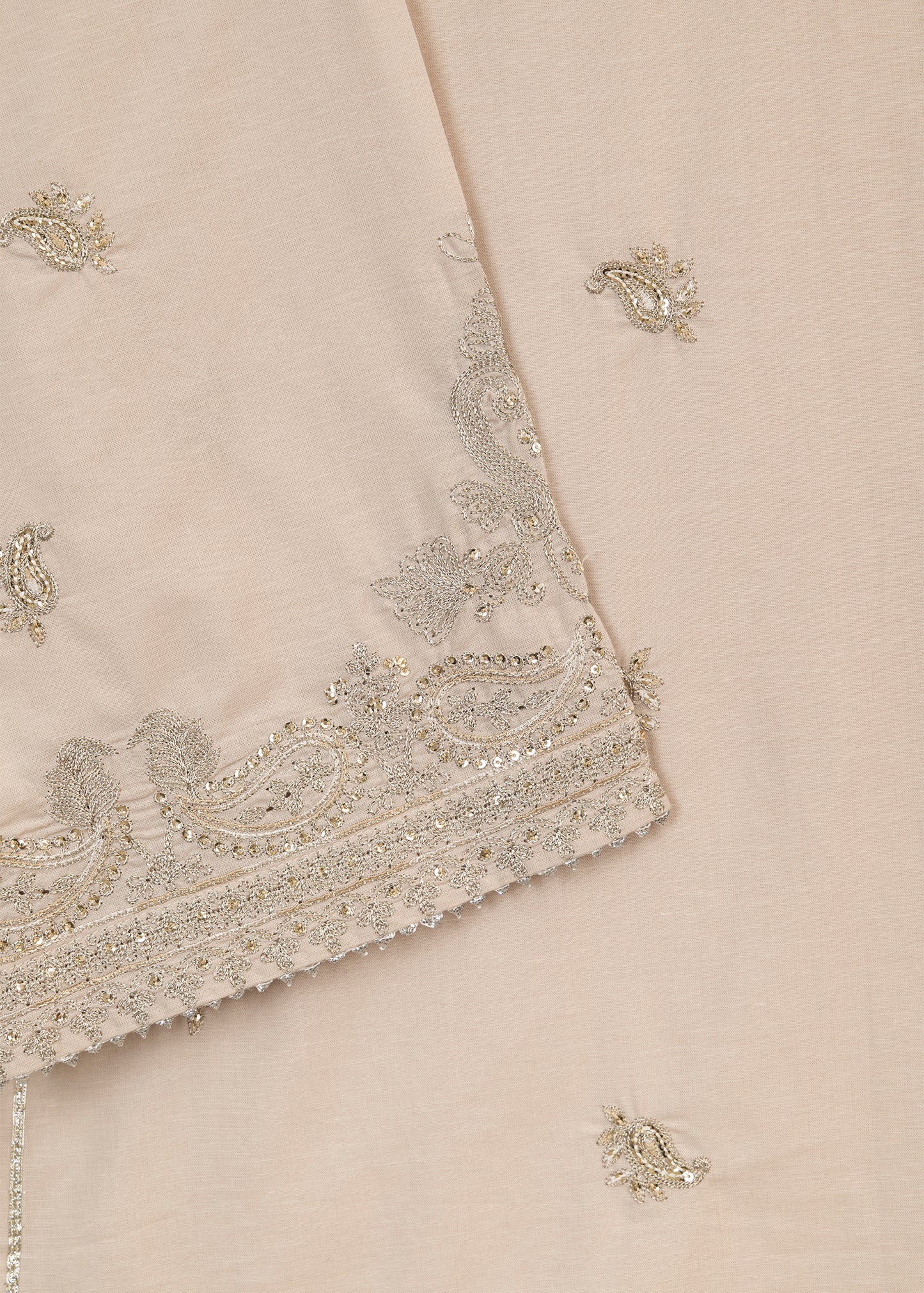 Beige Embroidered Sharara Suit (2 pc)