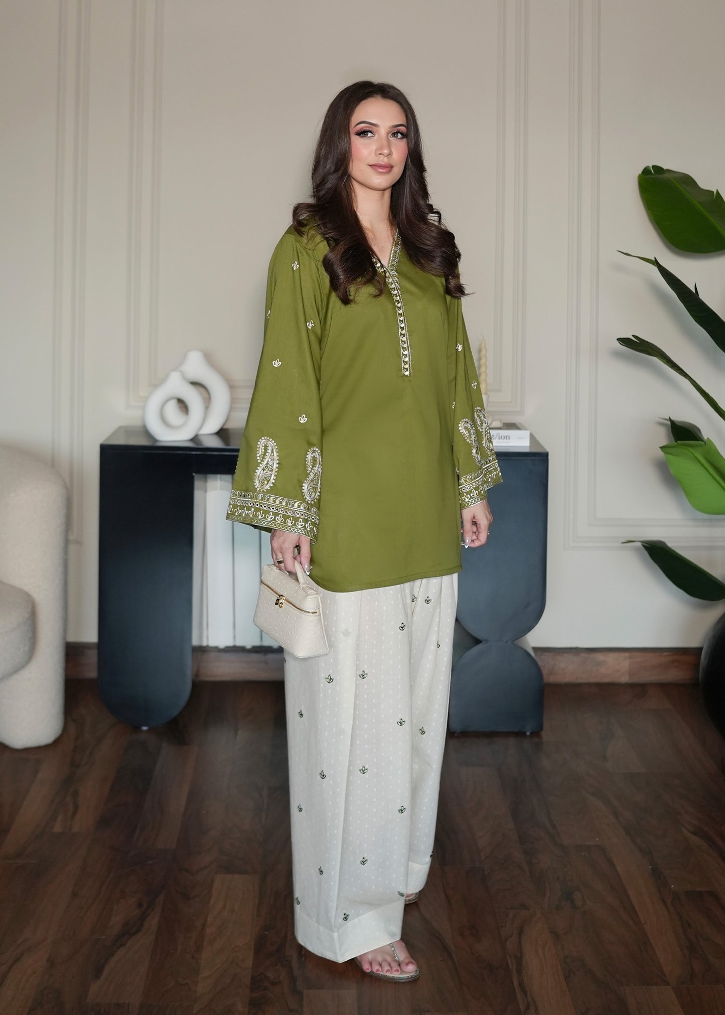 Matcha Green Embroidered Shirt