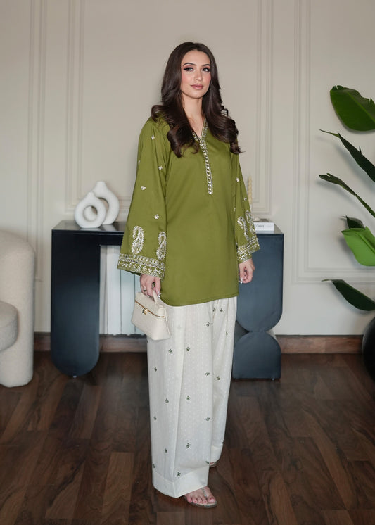 Matcha Green Embroidered Shirt
