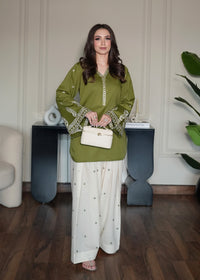 Matcha Green Embroidered Shirt