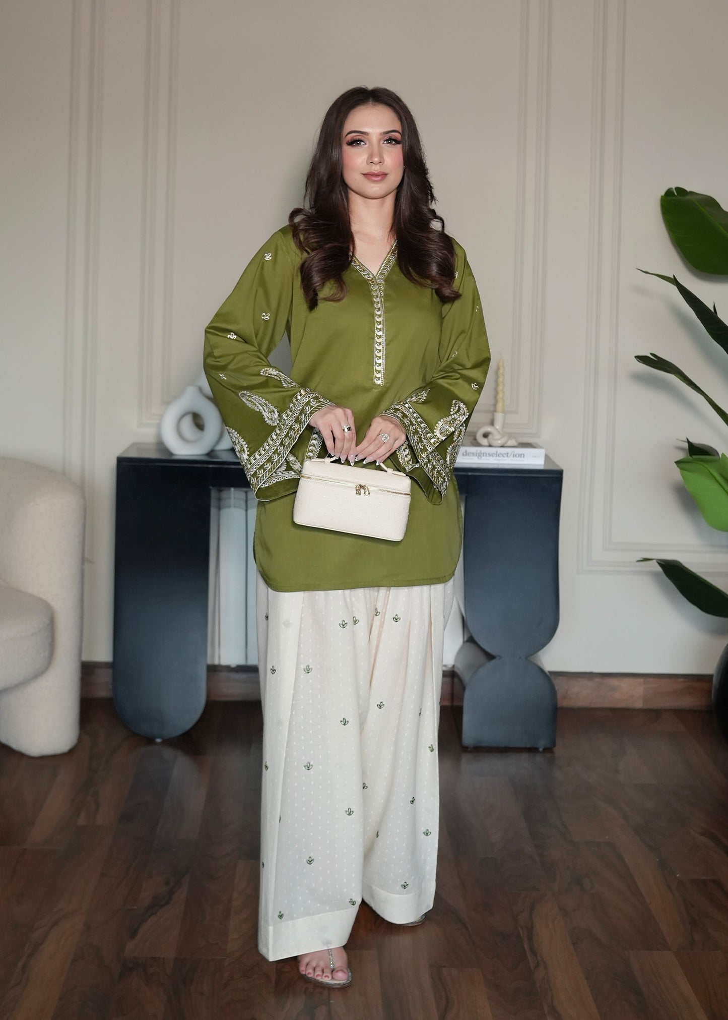 Off White Embroidered Farshi Shalwar