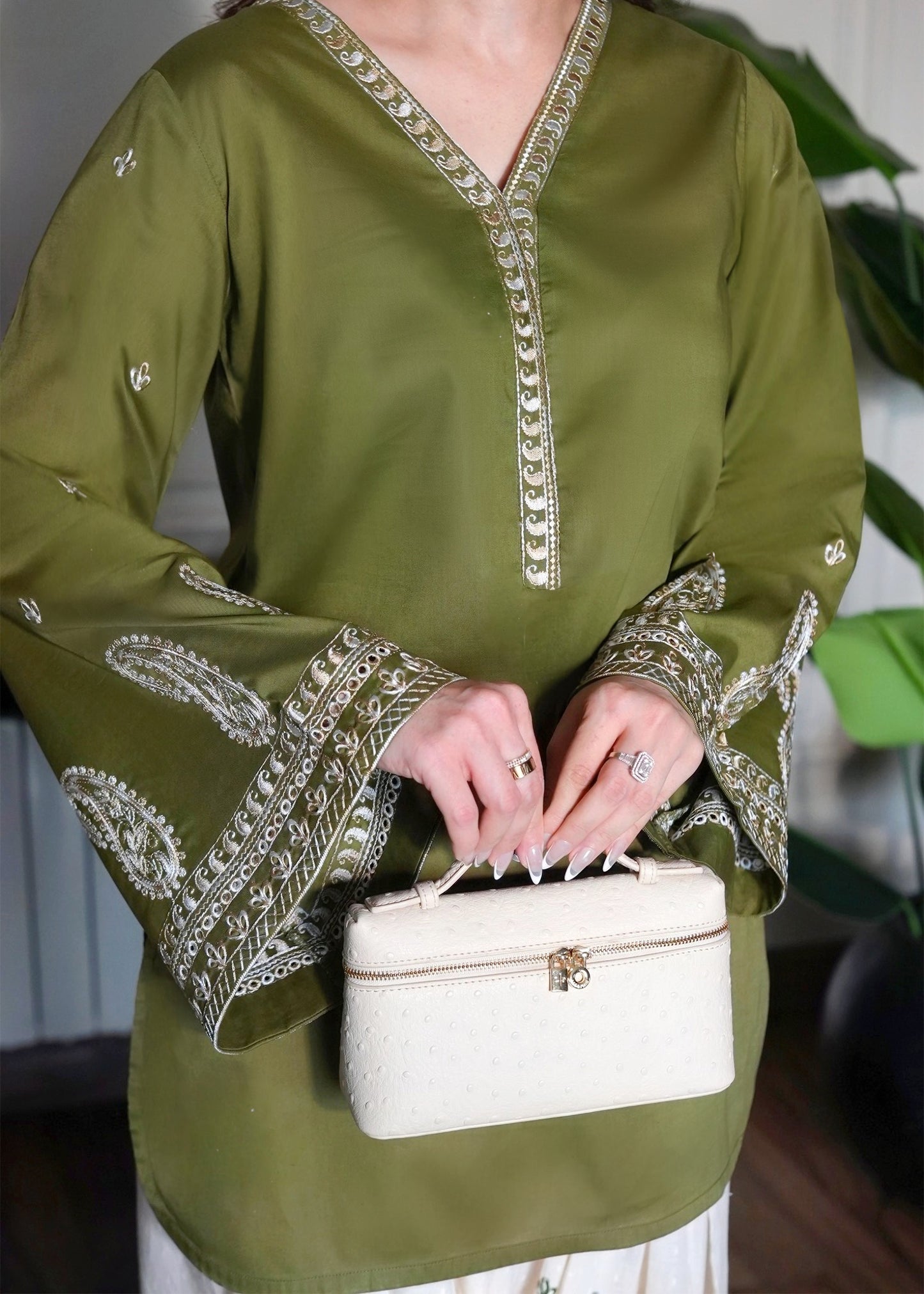 Matcha Green Embroidered Shirt