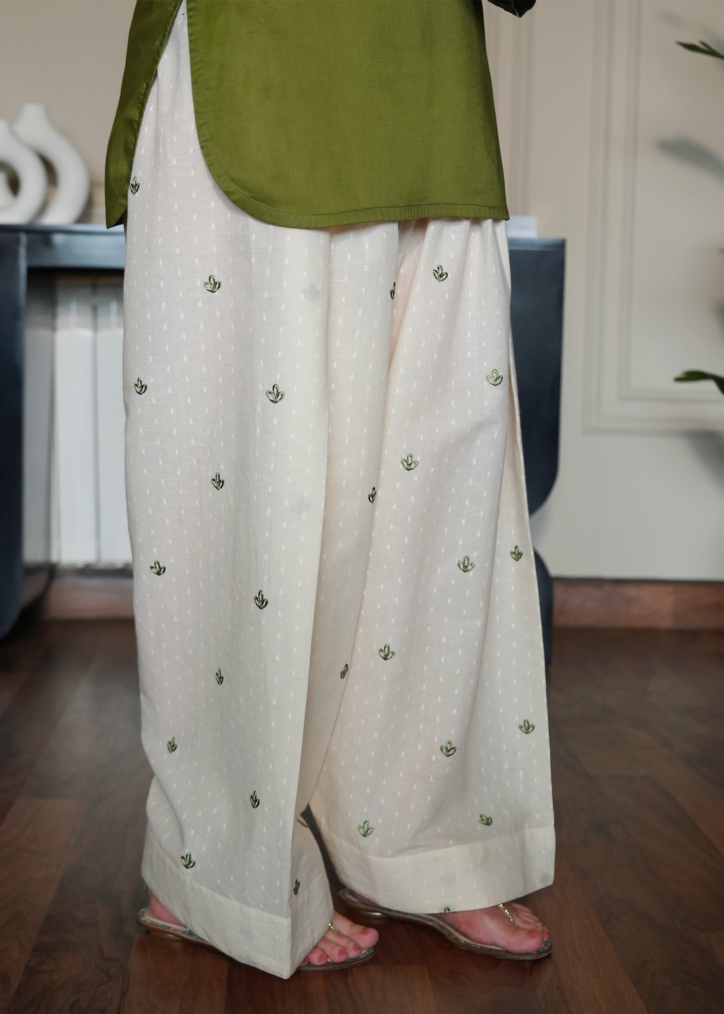 Off White Embroidered Farshi Shalwar