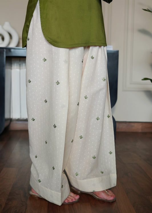 Off White Embroidered Farshi Shalwar
