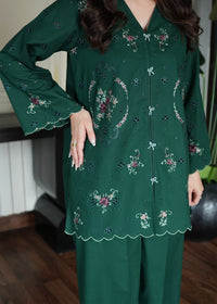 Forest Green Embroidered Lawn Co-ord Set