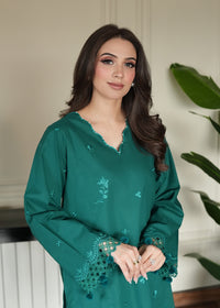 Teal Green Embroidered Lawn Co-ord Set