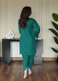 Teal Green Embroidered Lawn Co-ord Set