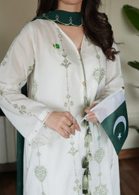 Olive on White Embroidered Lawn Co-ord Set