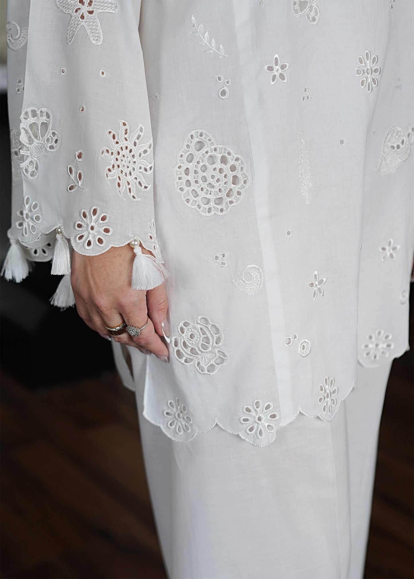 White Embroidered Lawn Co-ord Set
