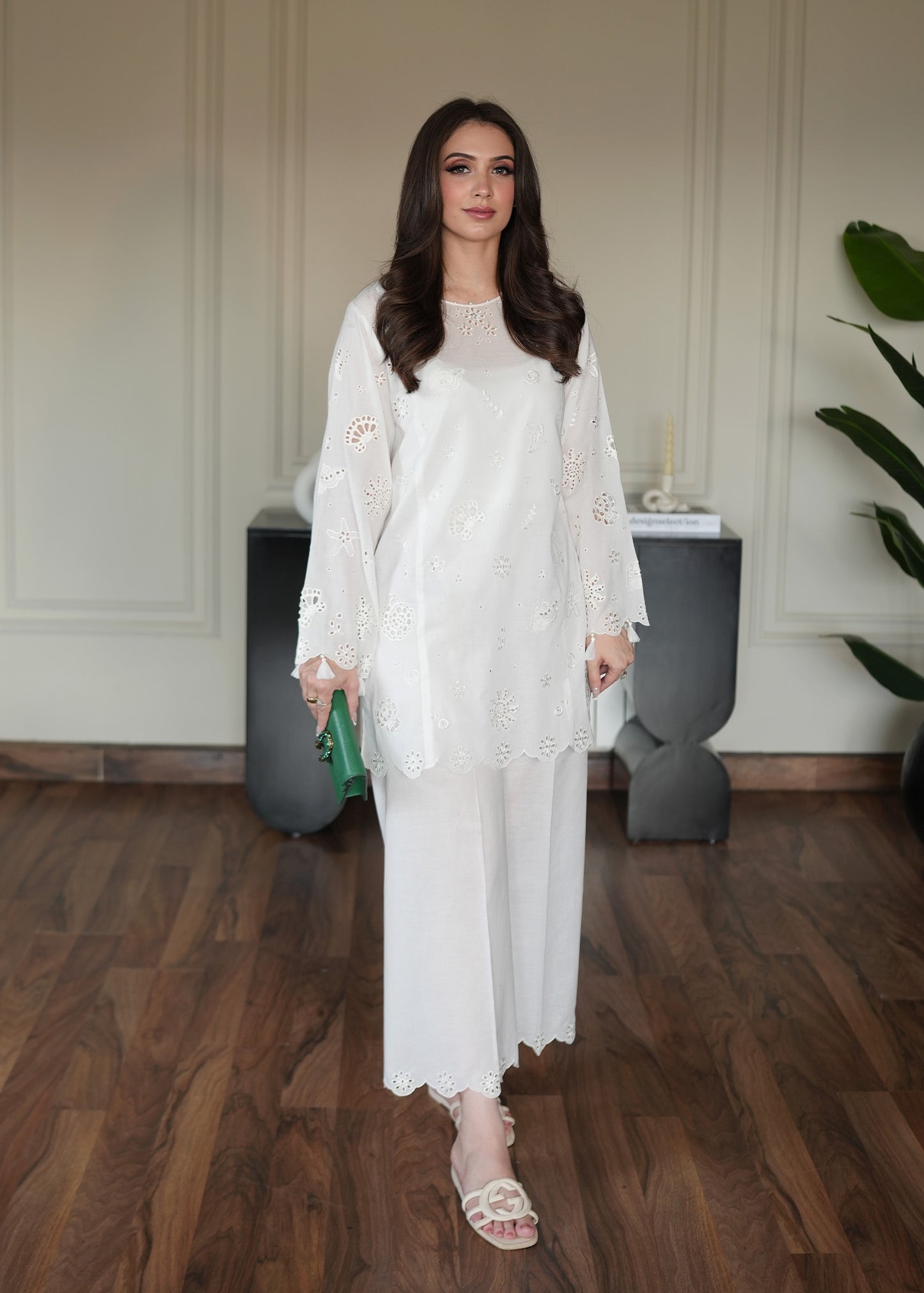White Embroidered Lawn Co-ord Set
