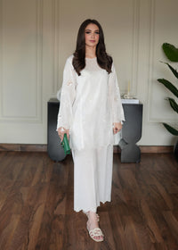 White Embroidered Lawn Co-ord Set