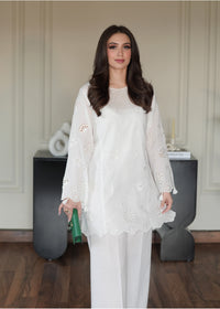 White Embroidered Lawn Co-ord Set