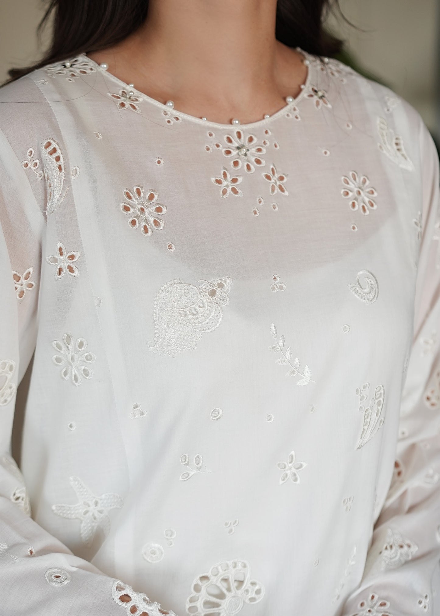White Embroidered Lawn Co-ord Set