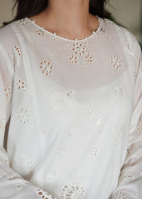 White Embroidered Lawn Co-ord Set