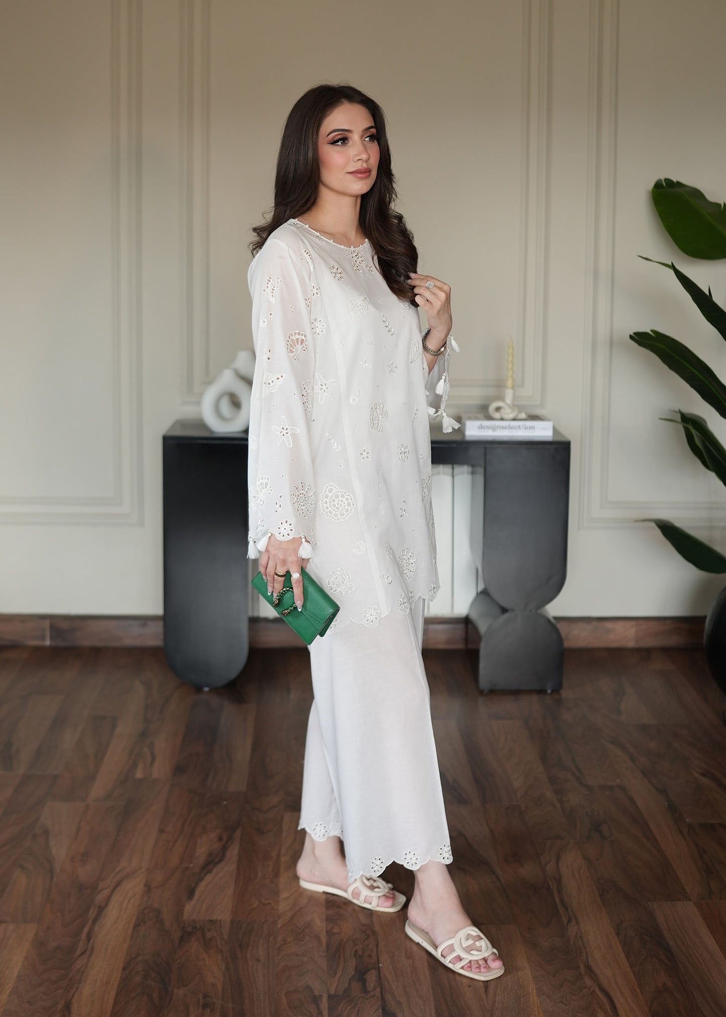 White Embroidered Lawn Co-ord Set