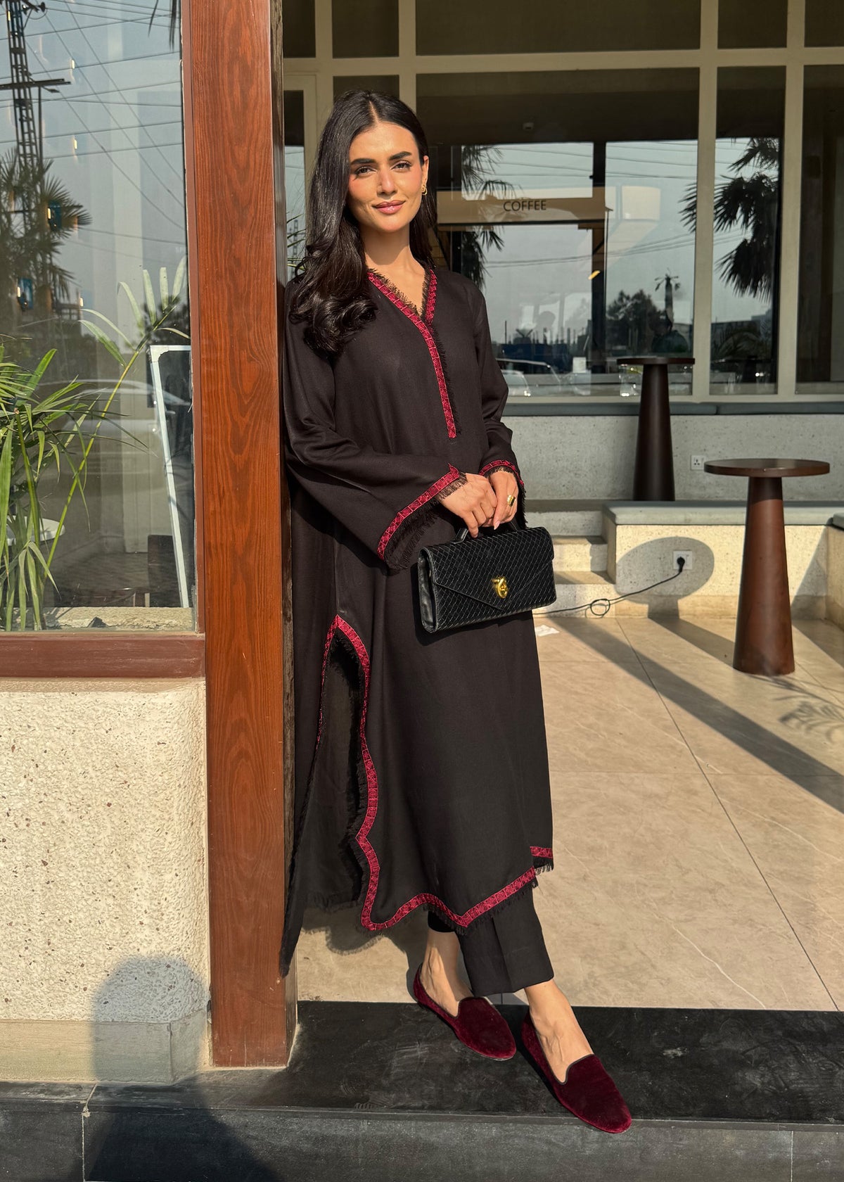 Black Embroidered Karandi 2 PC Suit