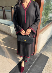Black Embroidered Karandi 2 PC Suit