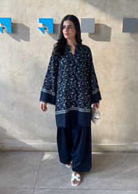 Navy Blue Embroidered Karandi 2 PC Suit