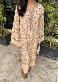 Beige Embroidered Karandi 2 PC Suit