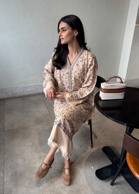 Beige Embroidered Karandi 2 PC Suit