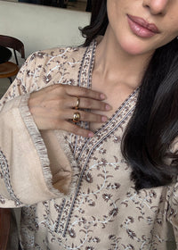 Beige Embroidered Karandi 2 PC Suit