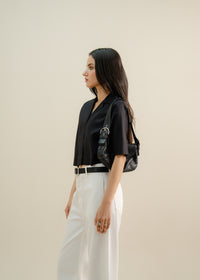 Black Cropped Button Up