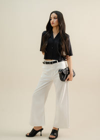 Black Cropped Button Up