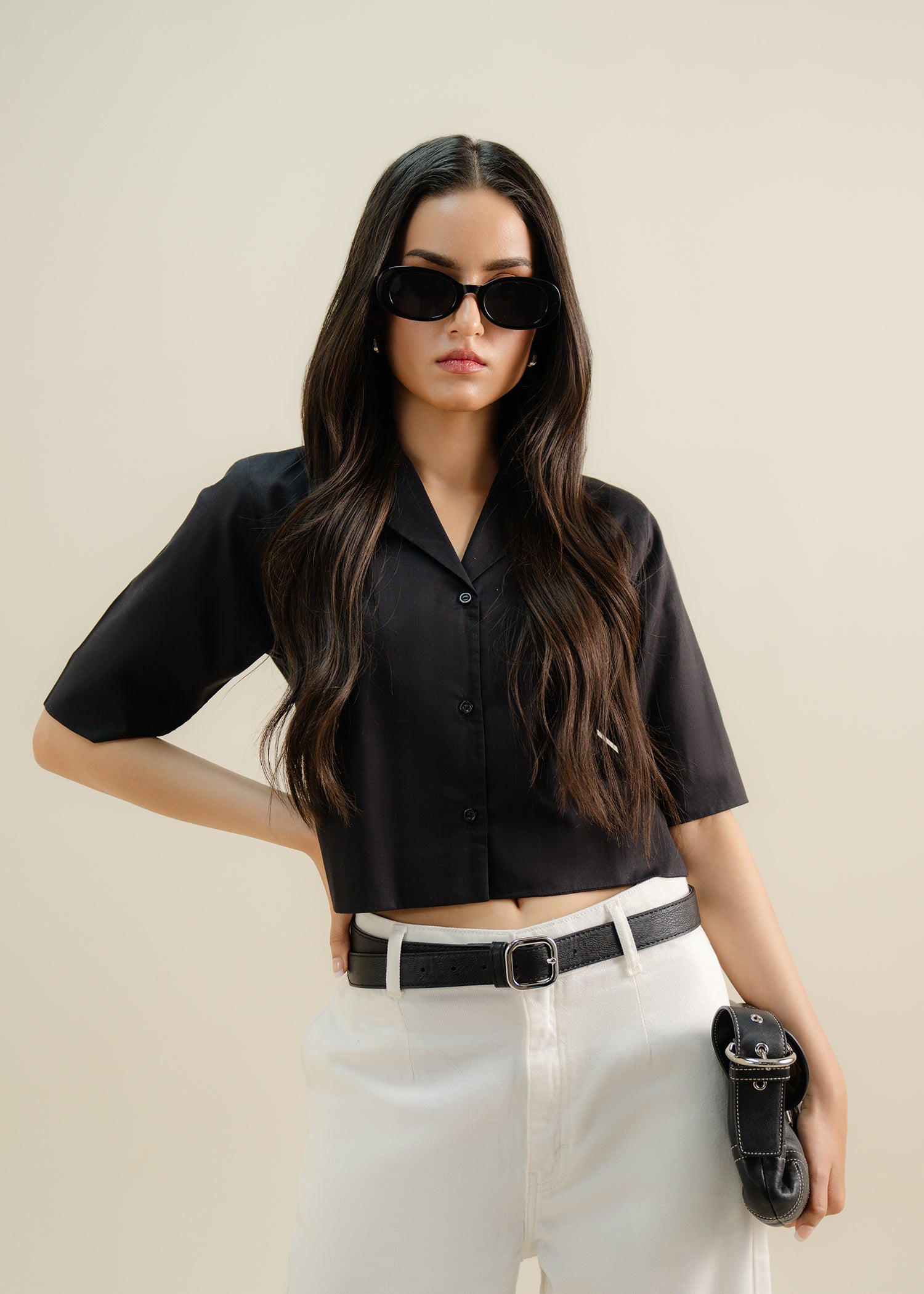 magenta button up