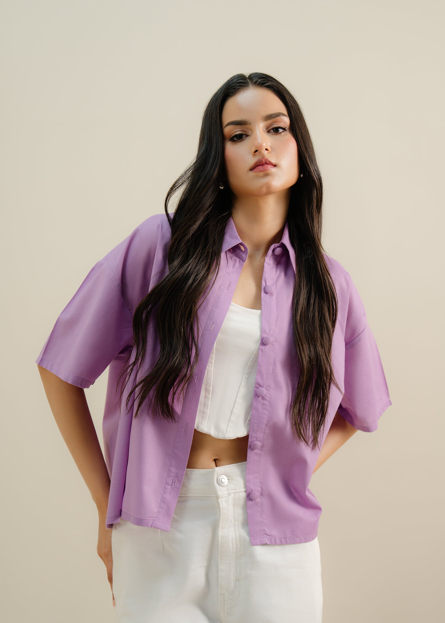 Purple Cropped Shirt