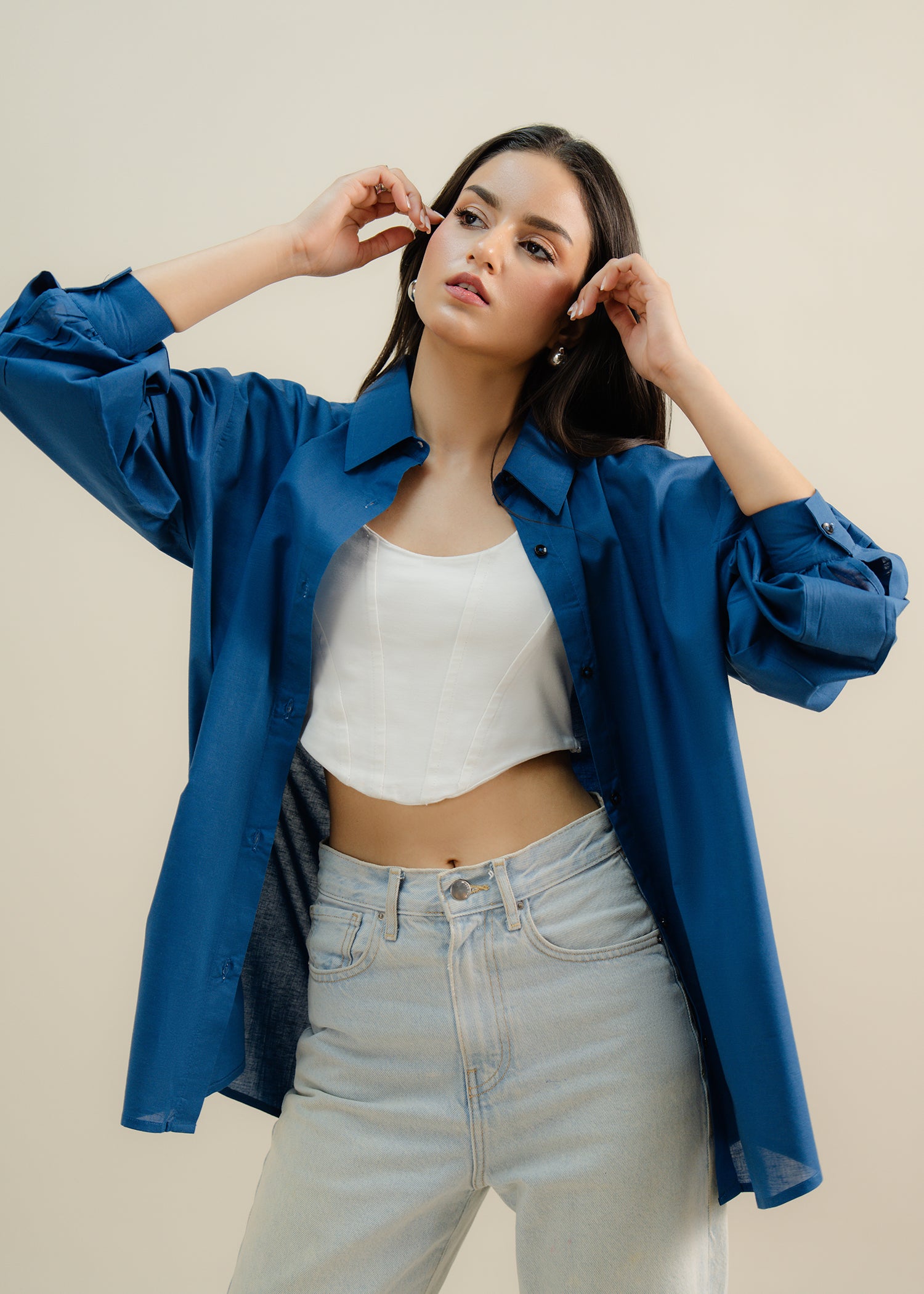 cropped button shirt