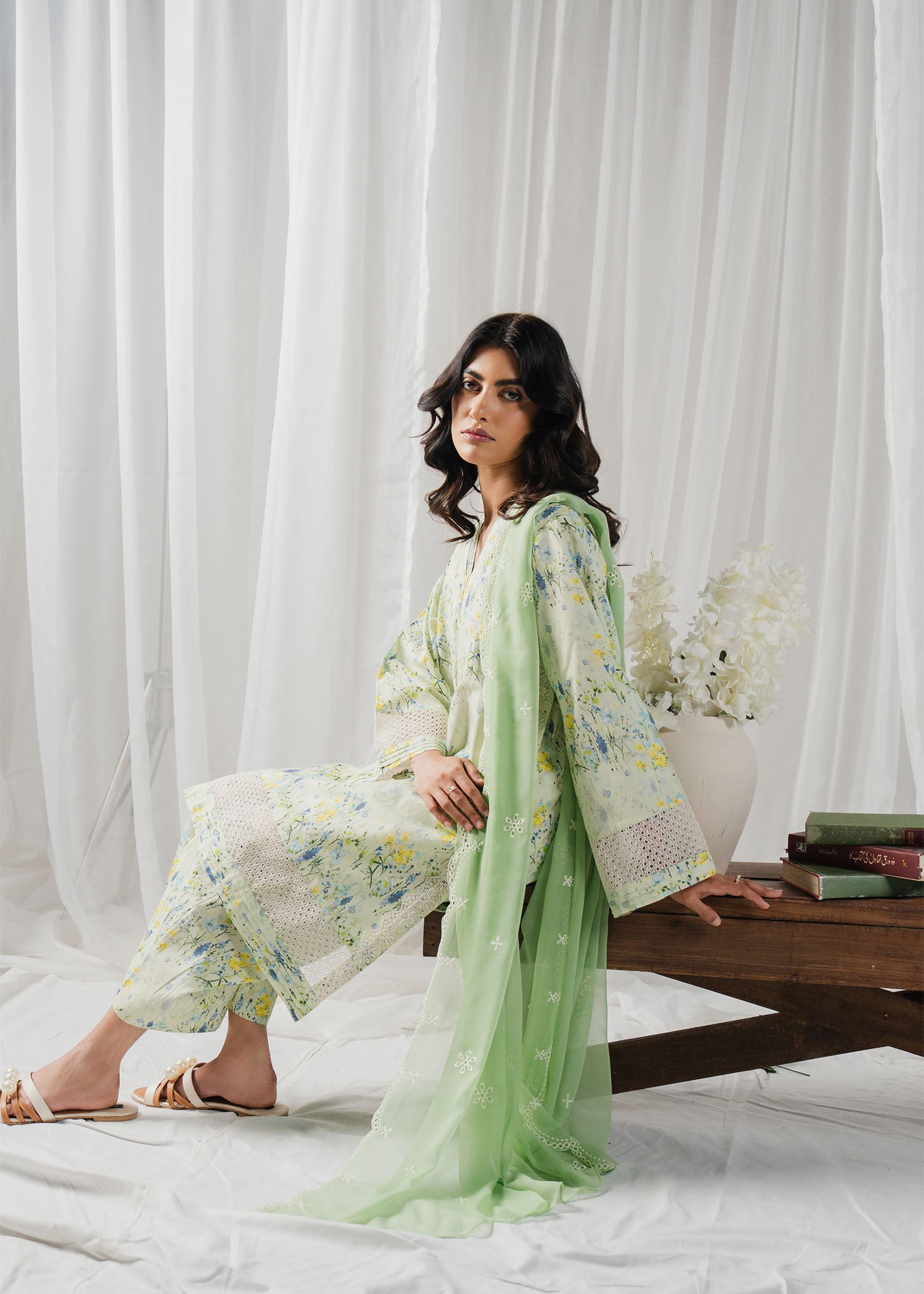 Green Willow Printed Suit