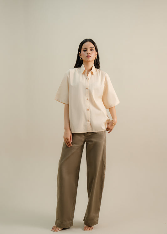 cropped button shirt