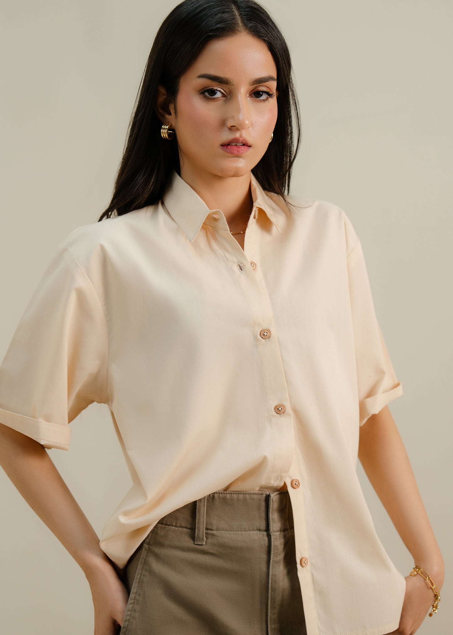 cropped shirt with buttons